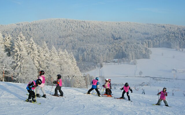 Kinder beim Skikurs im Skigebiet